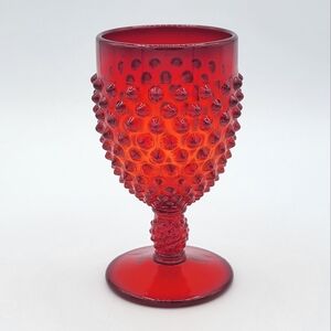 Fenton Red Hobnail Glass Goblet #2449
